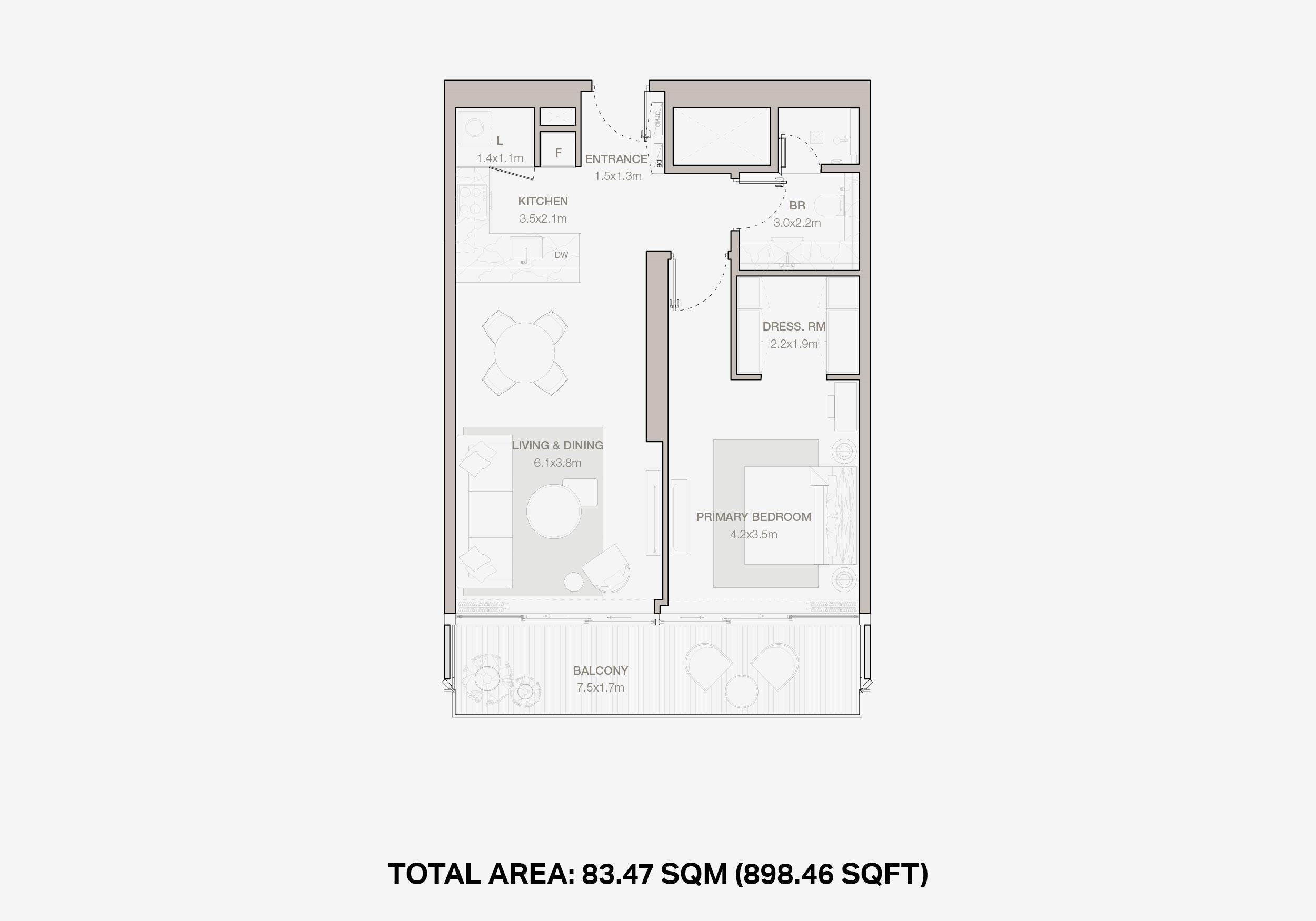 Jumeirah Residences Emirates Towers 1 bedroom floor plan