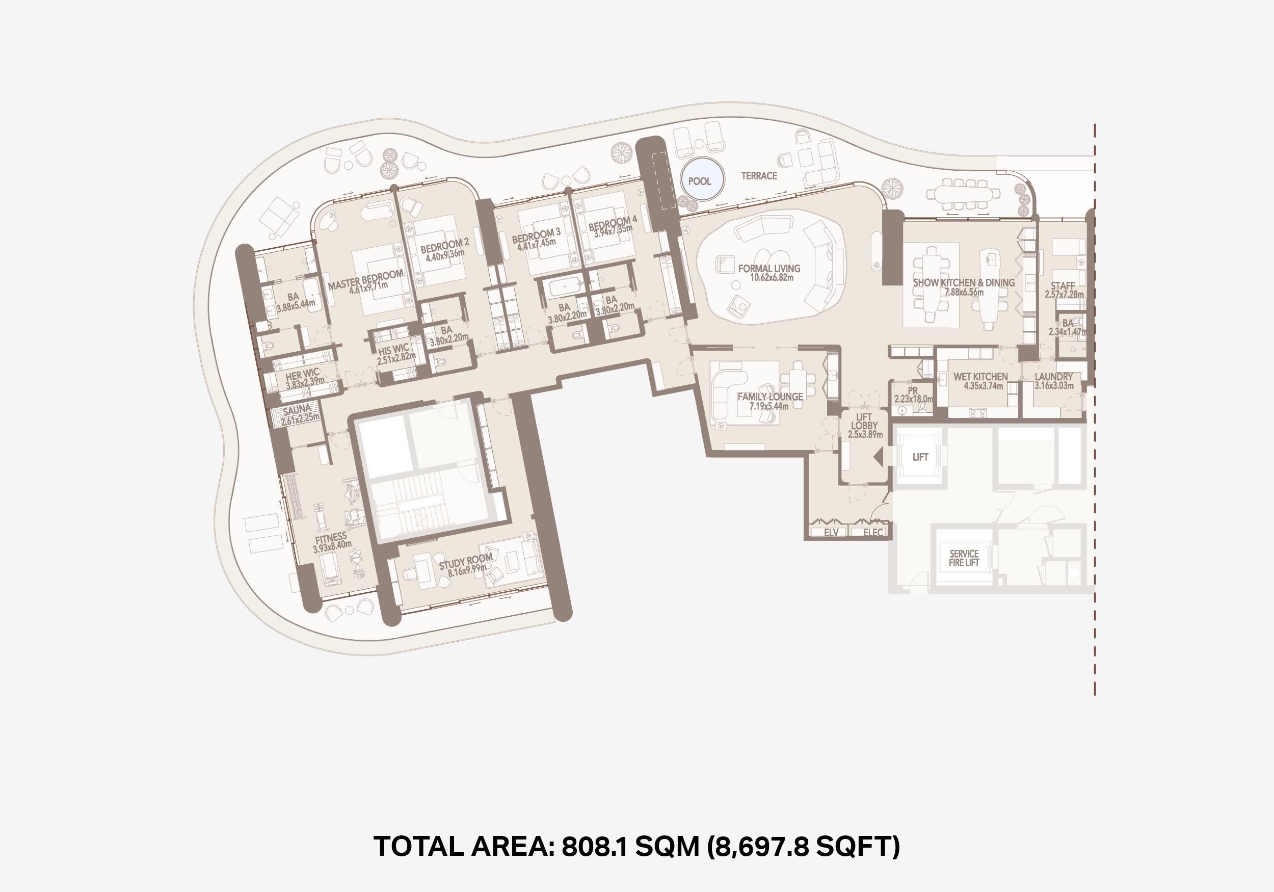Jumeirah Asora Bay 4 bedroom floor plan