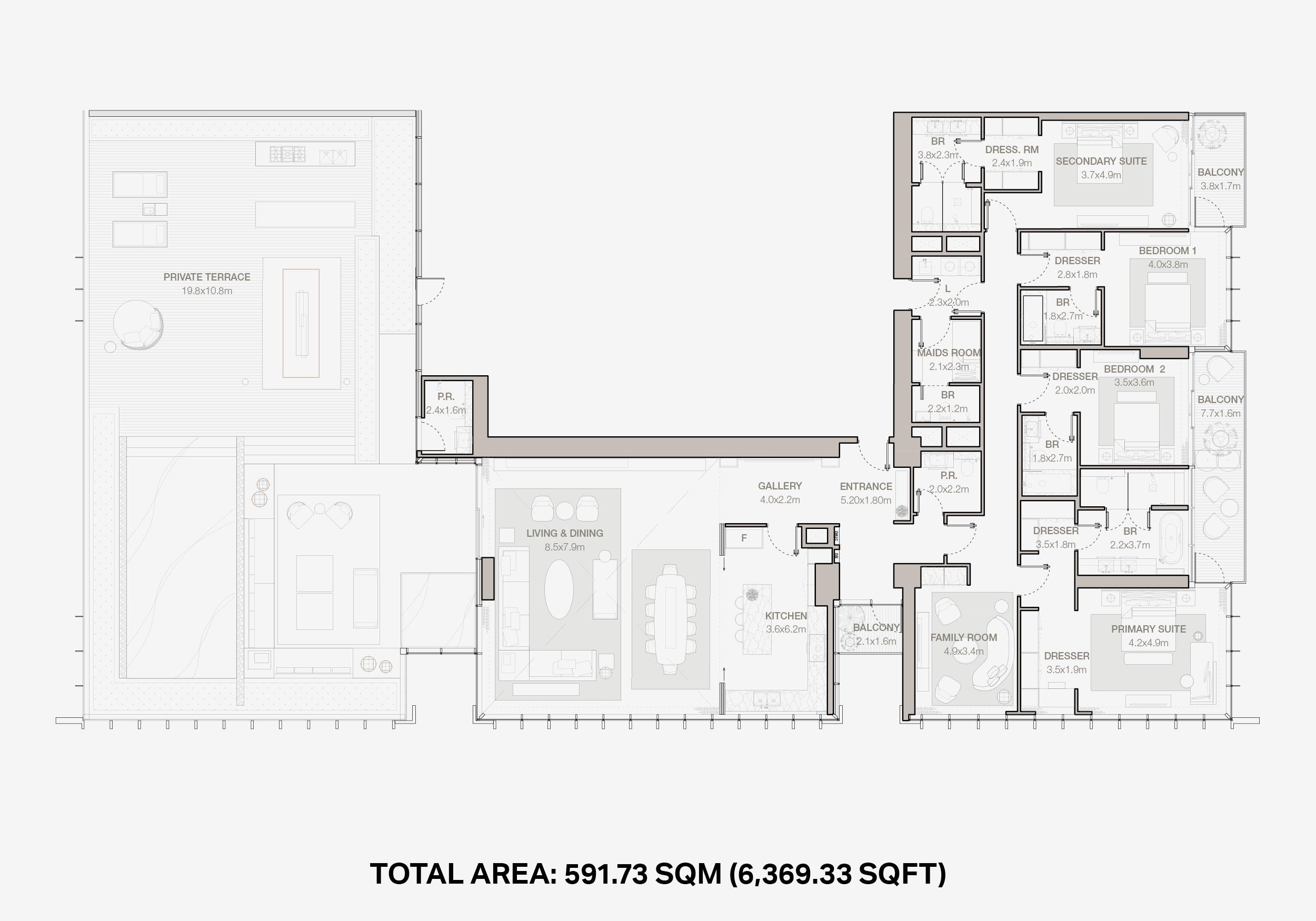 Jumeirah Residences Emirates Towers 4 bedroom floor plan