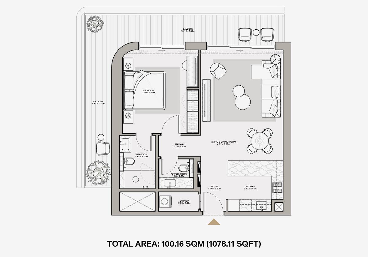 Madinat Jumeirah Living Nourelle 1 bedroom floor plan