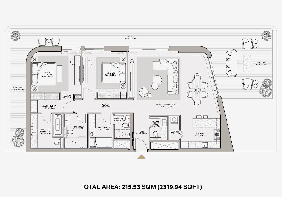 Madinat Jumeirah Living Nourelle 2 bedroom floor plan