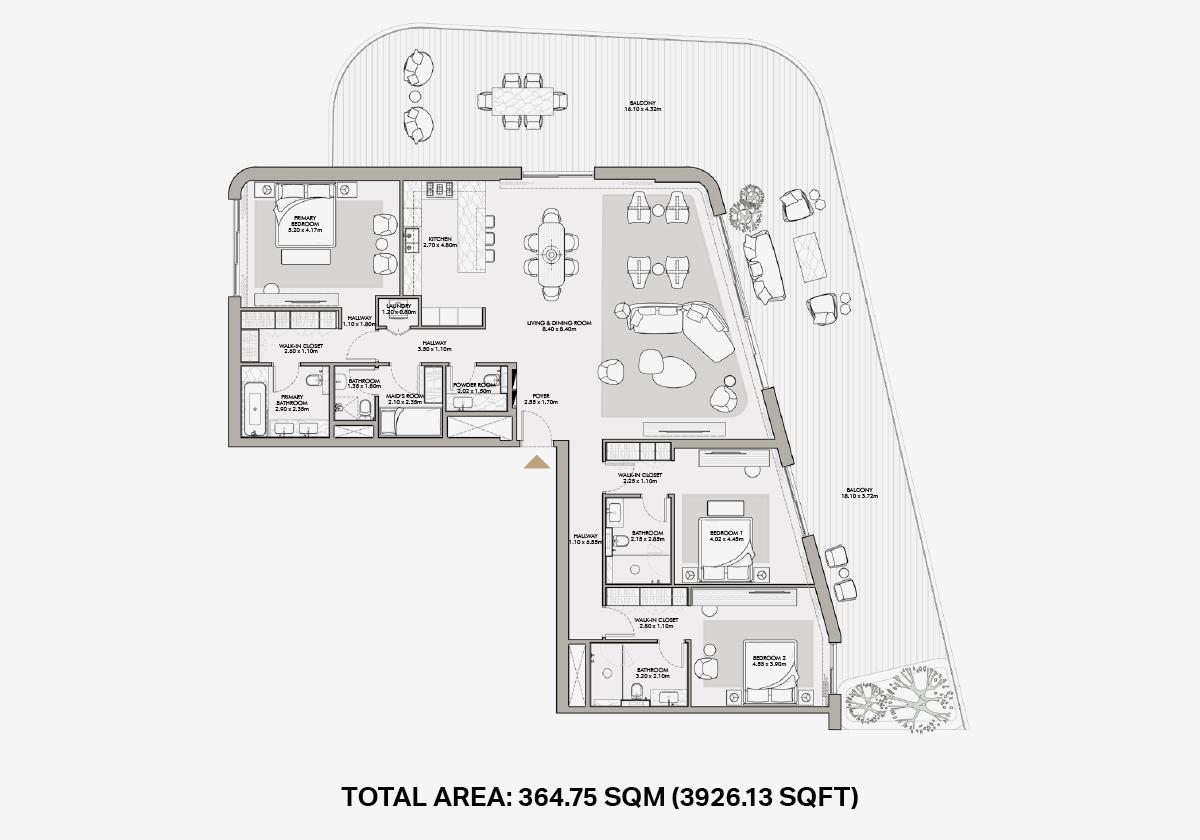 Madinat Jumeirah Living Nourelle 3 bedroom floor plan