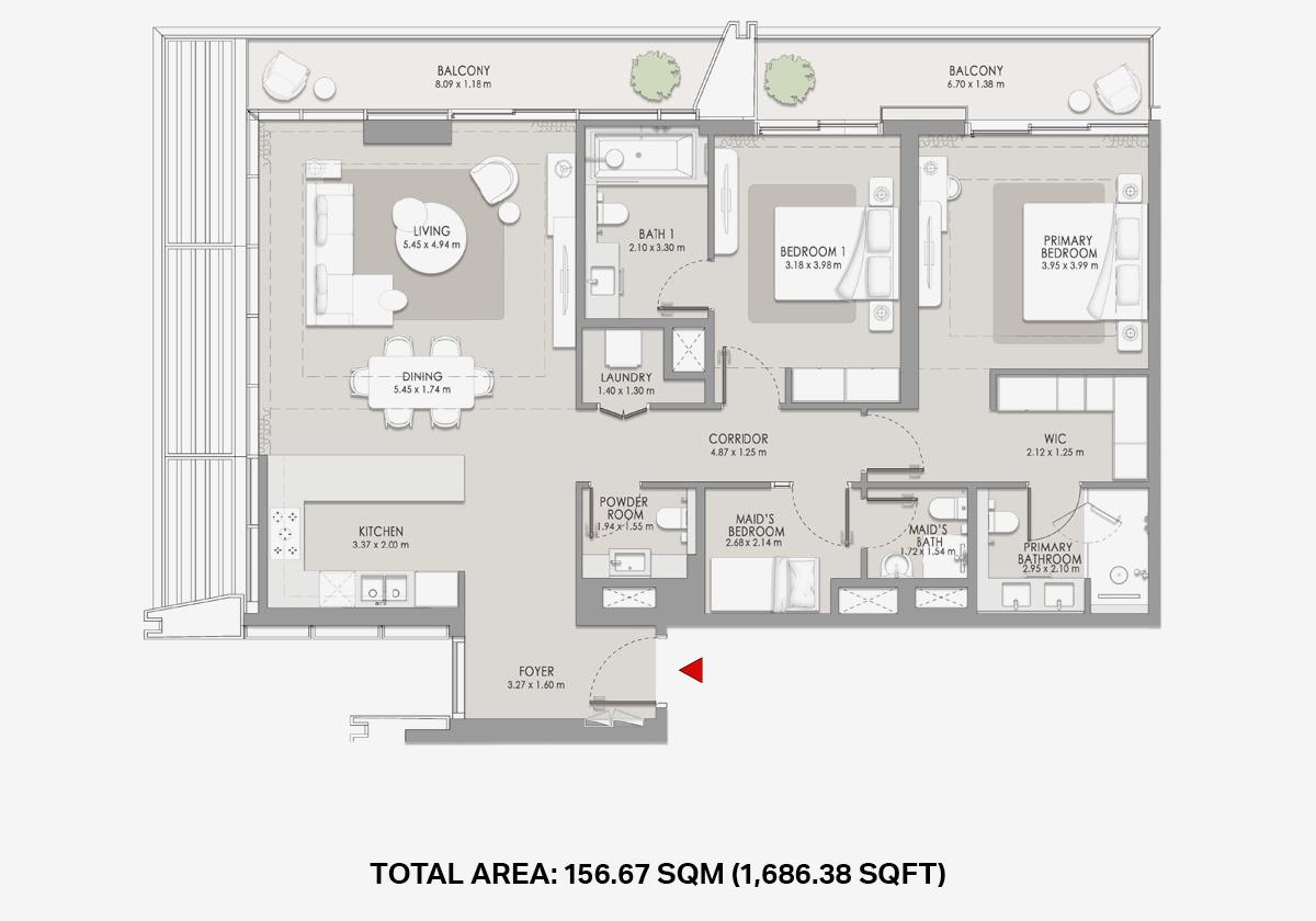 City Walk Crestlane 2 bedroom floor plan
