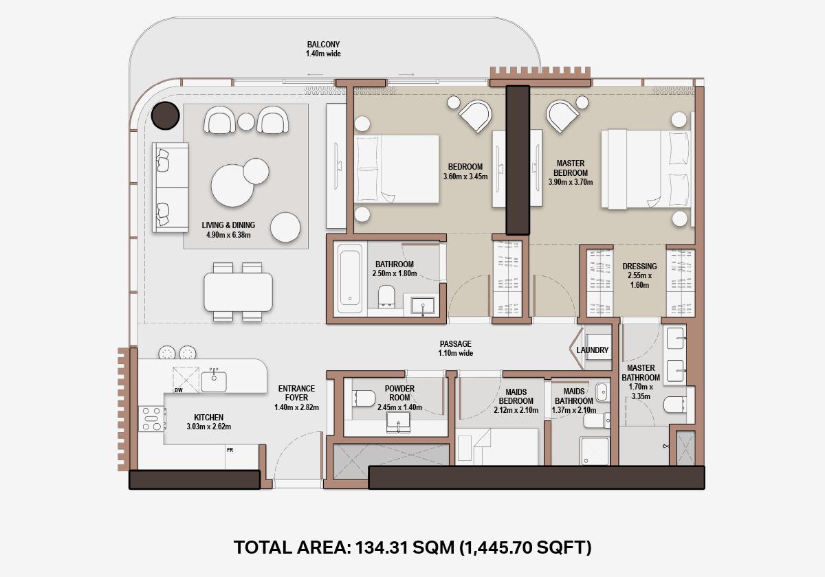 The Edit at d3 2 bedroom floor plan