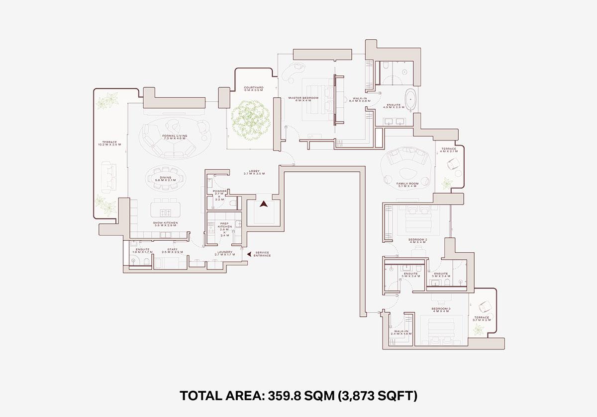 Solaya 3 bedroom floor plan