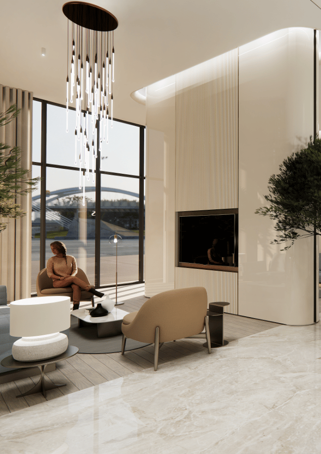 Porcelain tiles in all living spaces