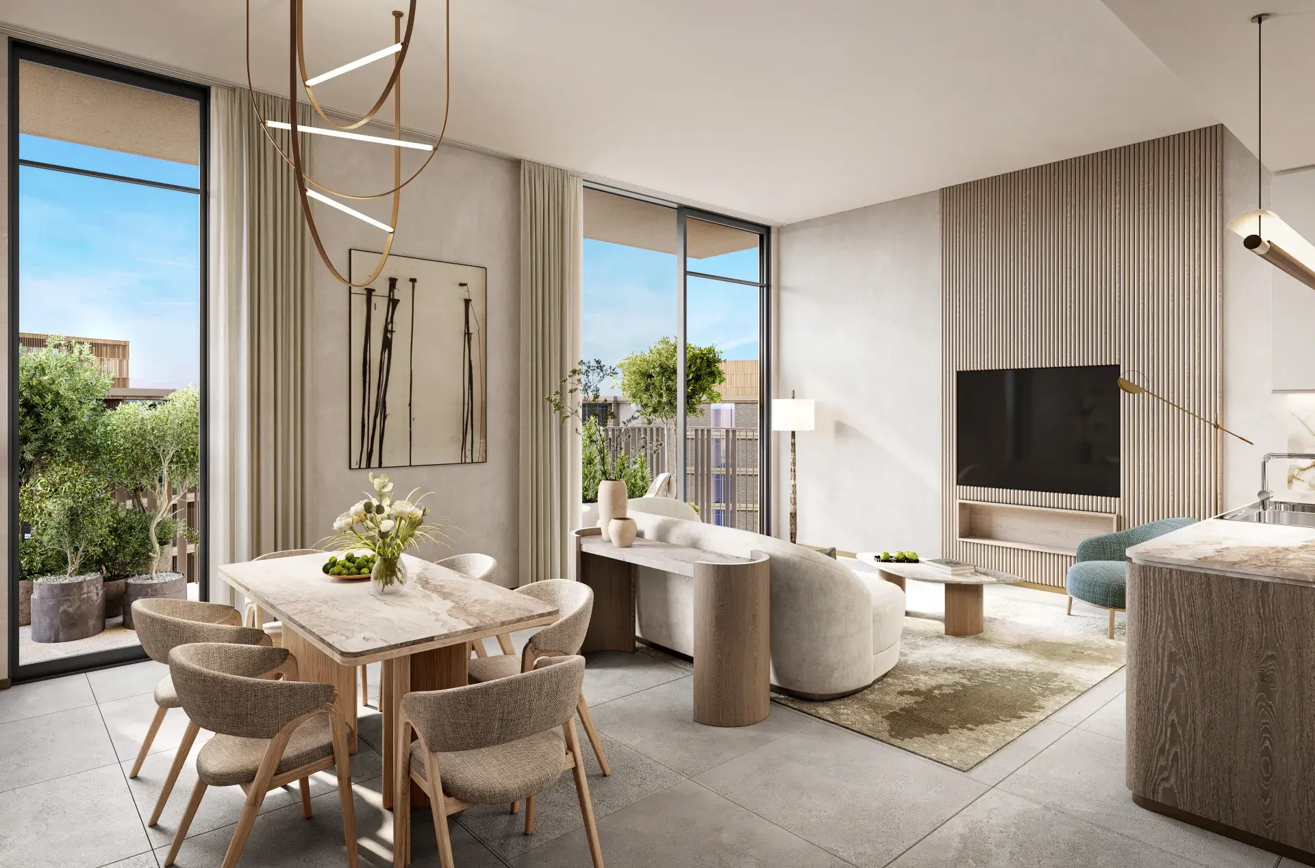 3-bedroom residence living room, Arancia Yards