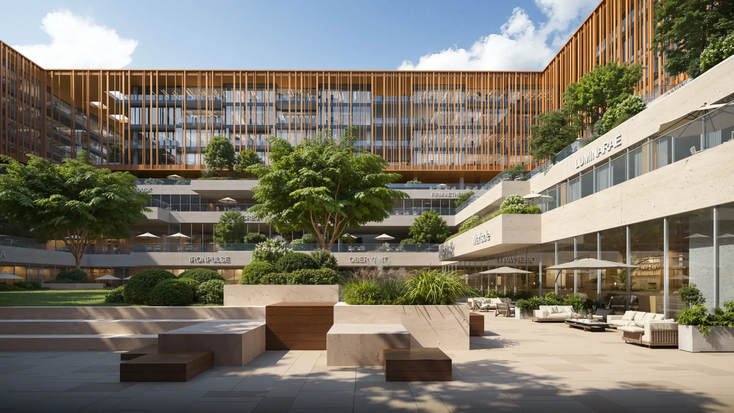 Courtyard and podium terraces, The Yards Plaza