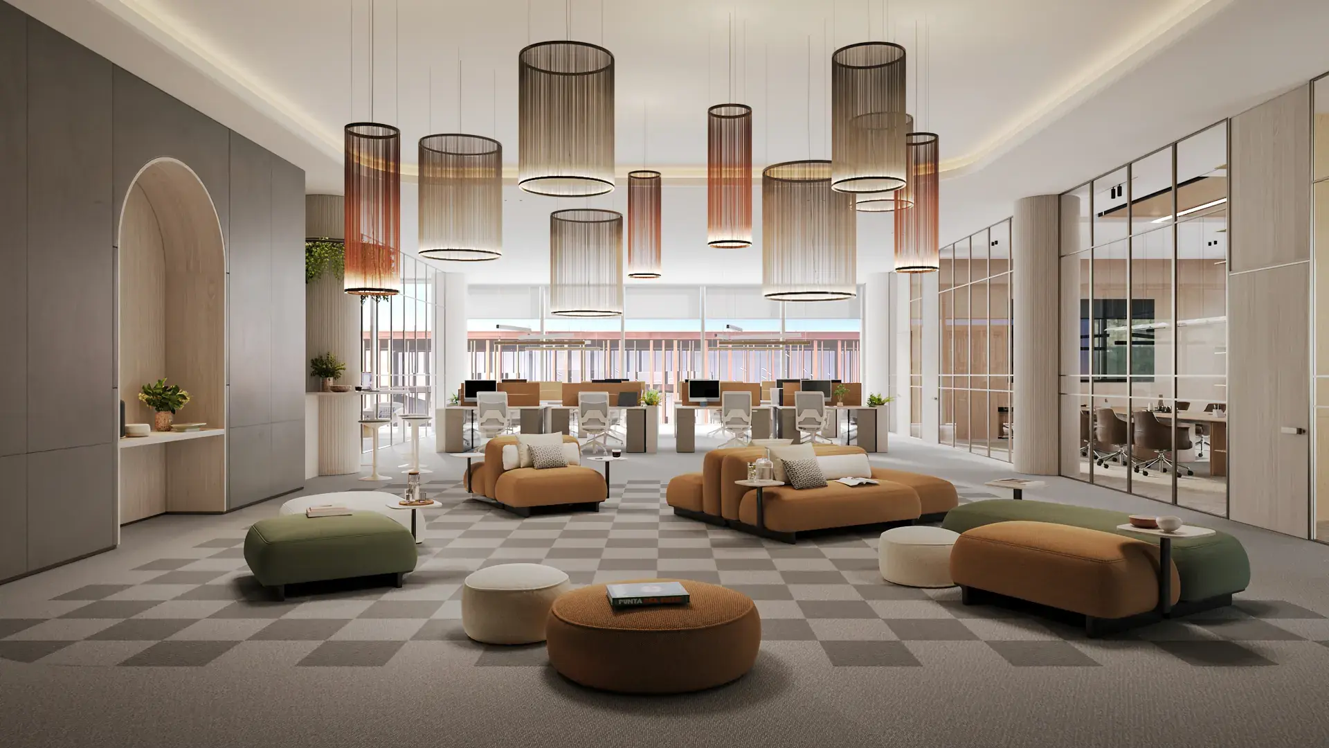 Open-plan communal workspace, The Yards Plaza