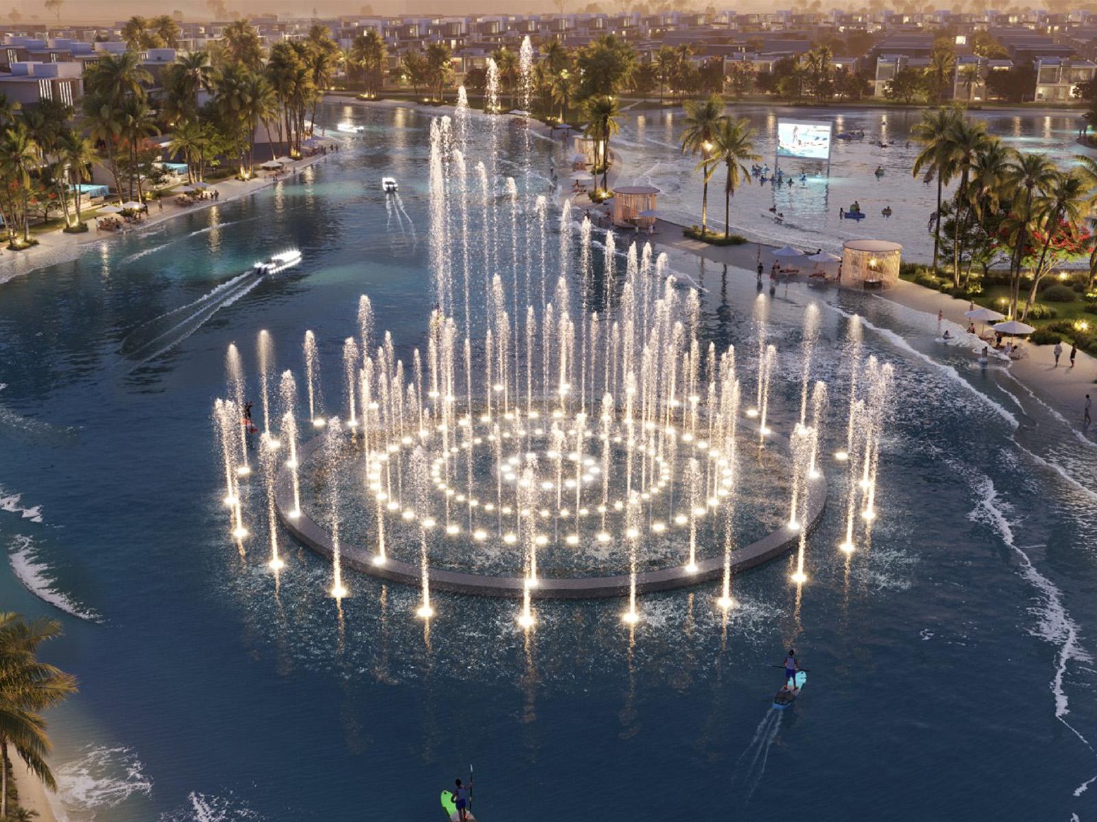 DAMAC Islands central hub fountain