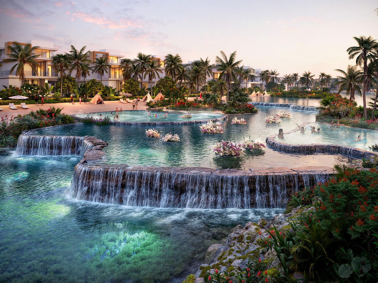 DAMAC Islands lagoon waterfalls