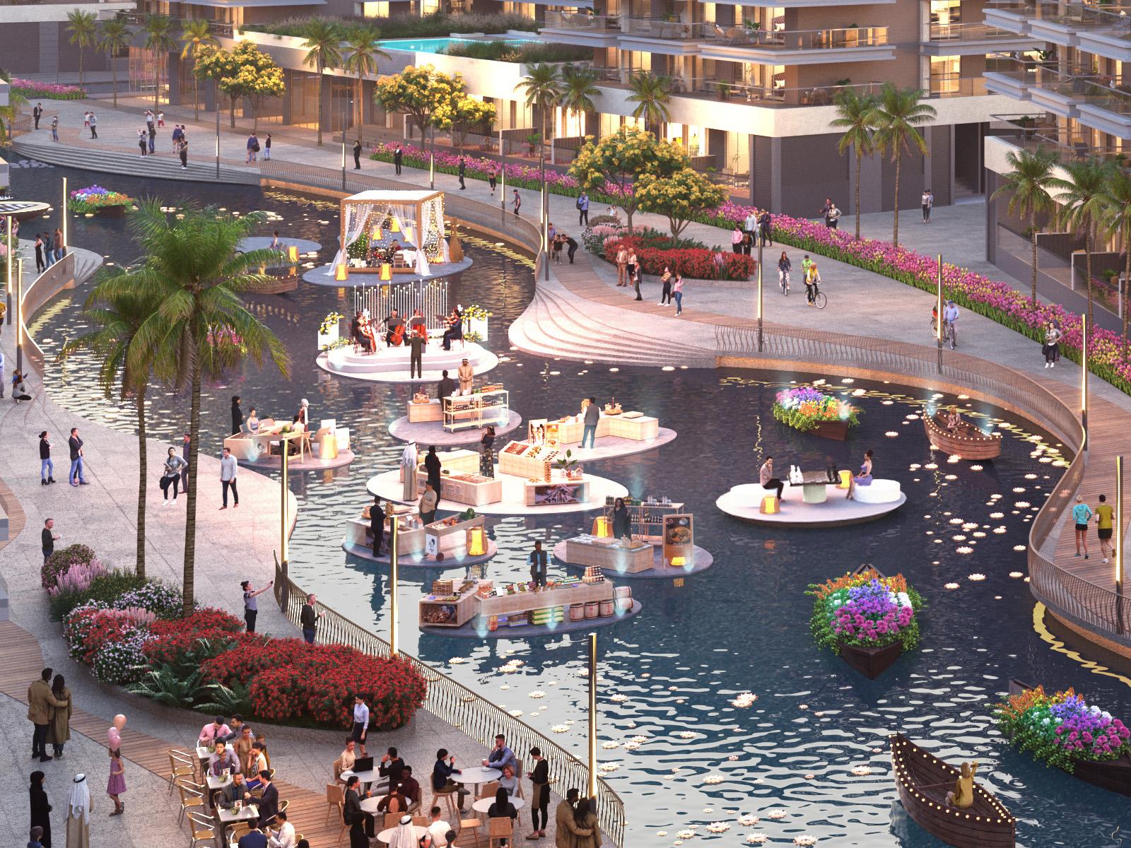 DAMAC Riverside Views island restaurant
