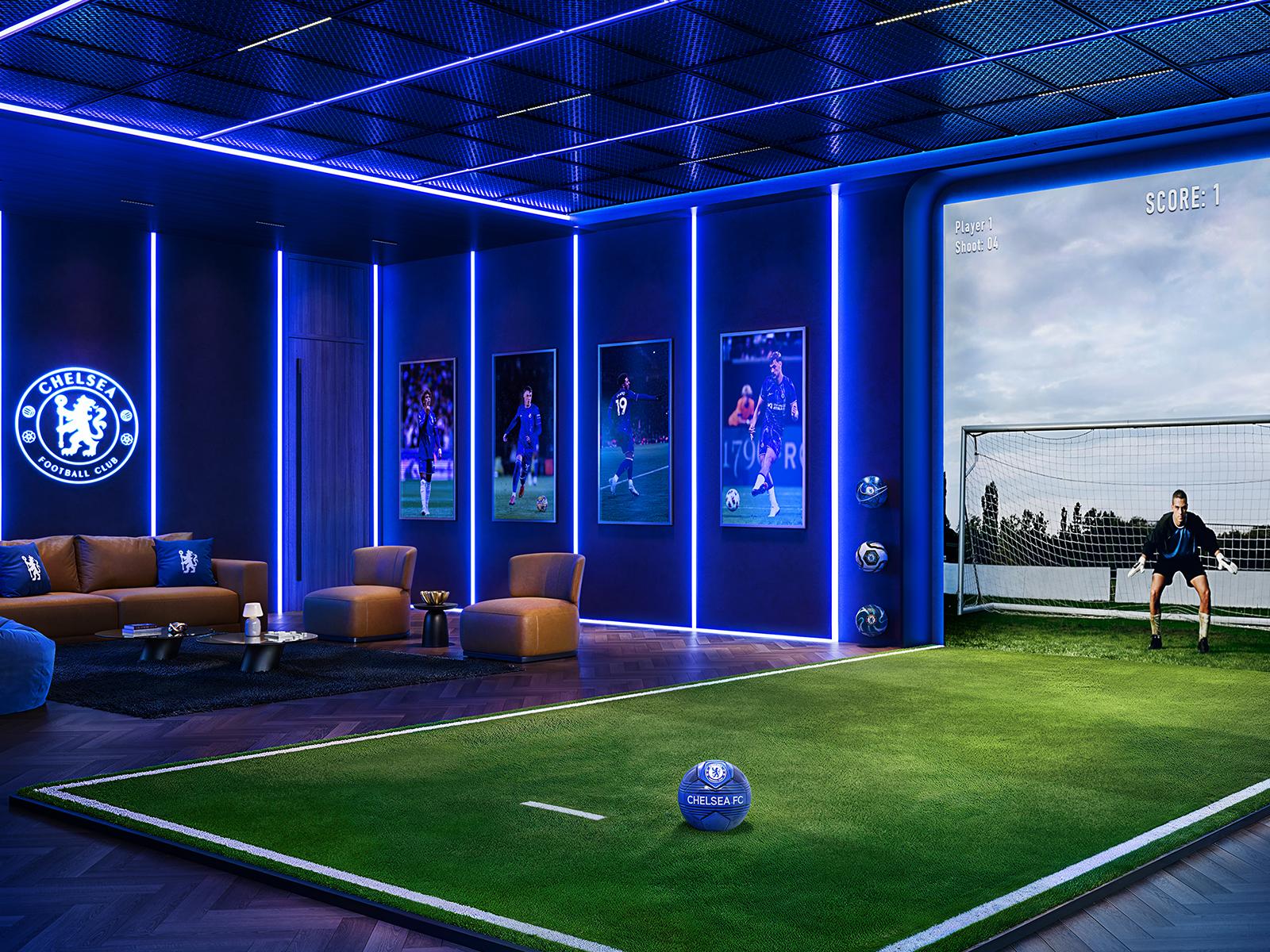 Chelsea Residences football simulation room