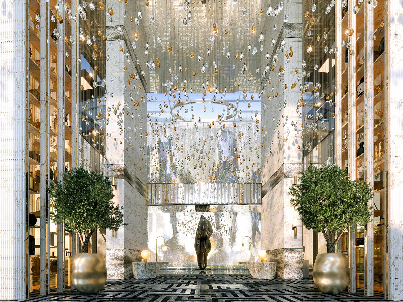 Cavalli Tower indoor waterfall